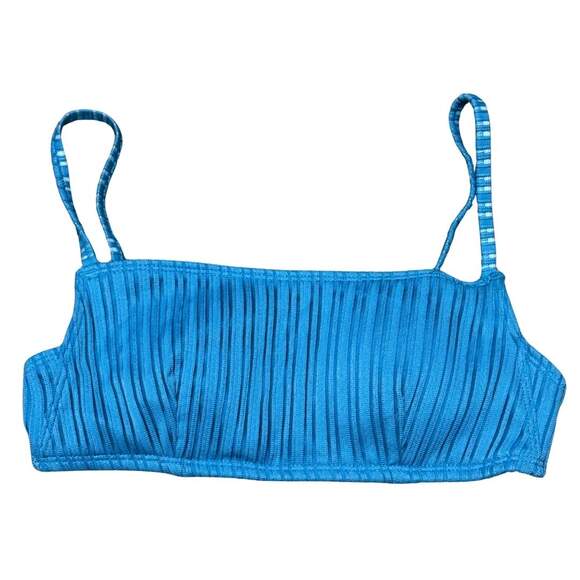 SALT + COVE Ribbed Knit Bikini Bralette Tank Style Swim Top Padded Blue NWT XS - Picture 2 of 7